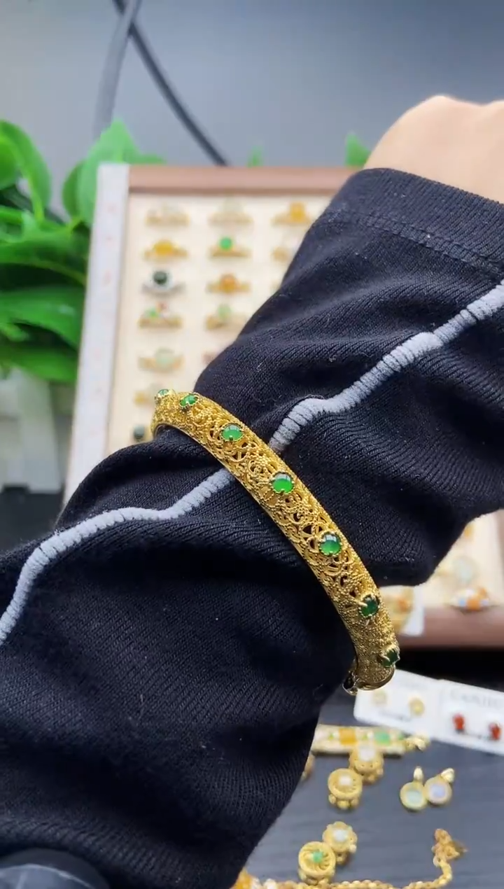 银S925镶嵌手镯翡翠12