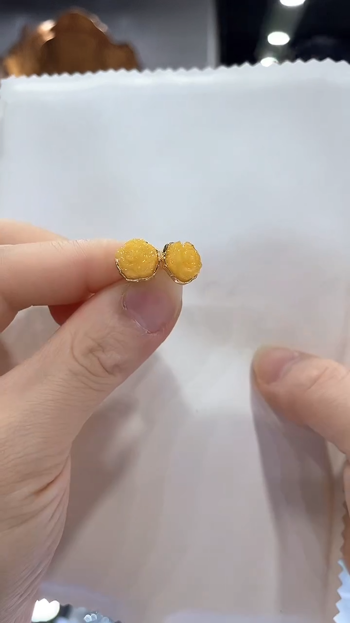 蜜蜡银S925镶嵌耳钉4（多样性发一）