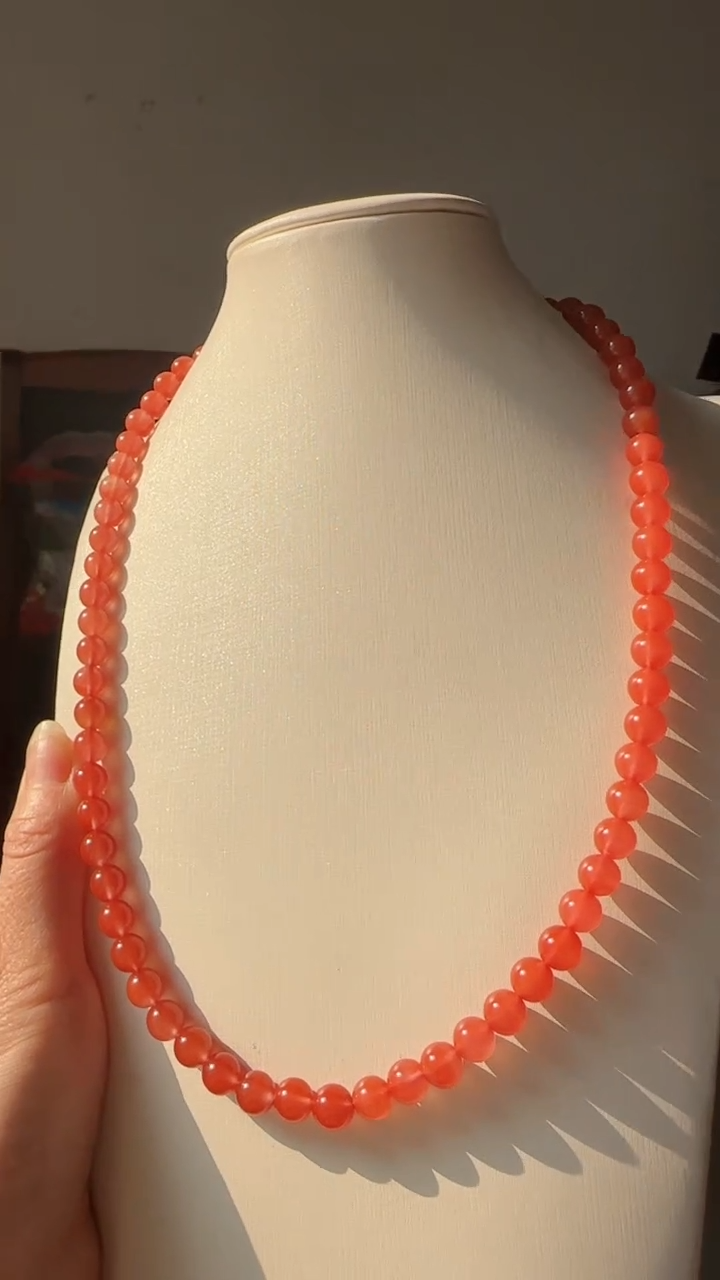 未镶嵌多样性发一件南红玛瑙冰红颈链8mm保山圆珠锁骨链