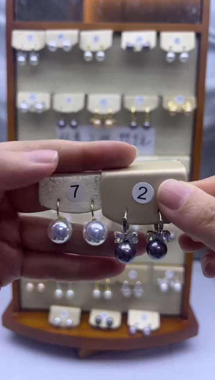 未镶嵌耳饰淡水珍珠2+7