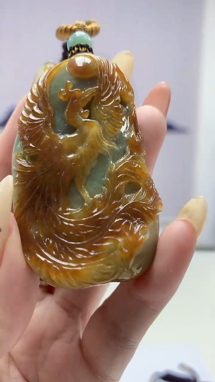 【闪购商品】定制翡翠未镶嵌5028DD-毛货挂件凤凰141