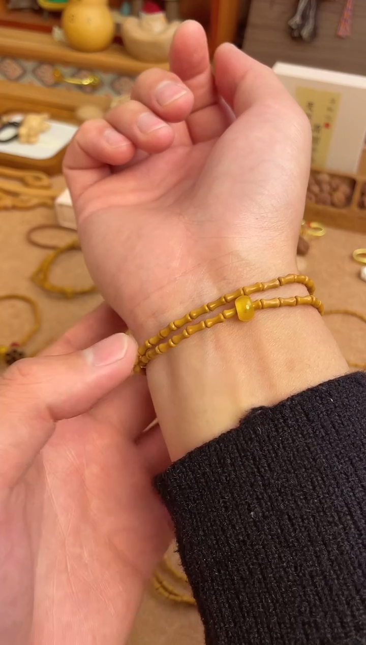 竹节手串一物一拍双圈加黄跑环