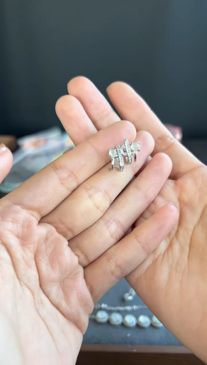 银S925镶嵌翡翠耳饰118号买断