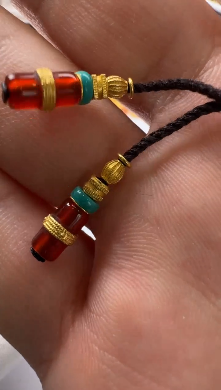 【闪购商品】玛瑙/玉髓弟子珠18K金镶嵌18k玛瑙弟子珠