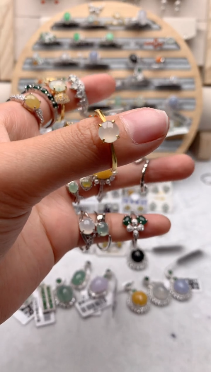 【闪购商品】翡翠戒指银S925镶嵌1号