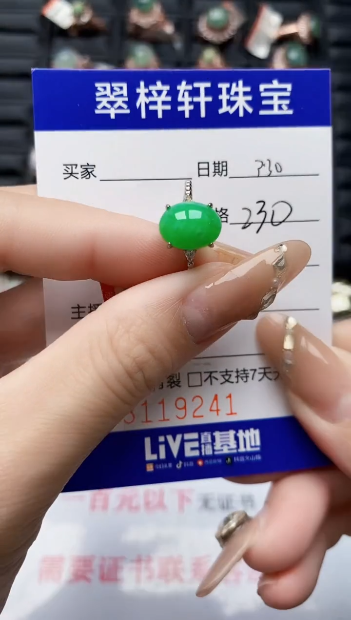 翡翠银S925镶嵌戒指9240
