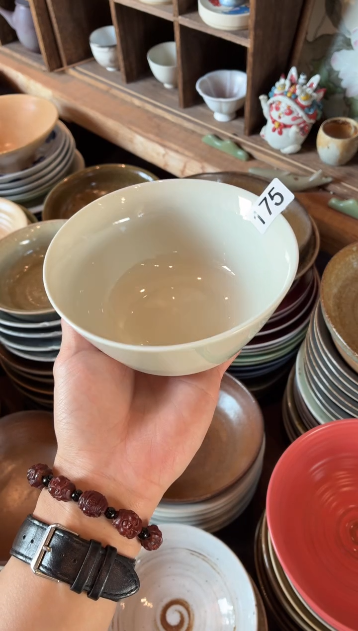 瓷片姚*175，定白手工小碗米饭碗1个