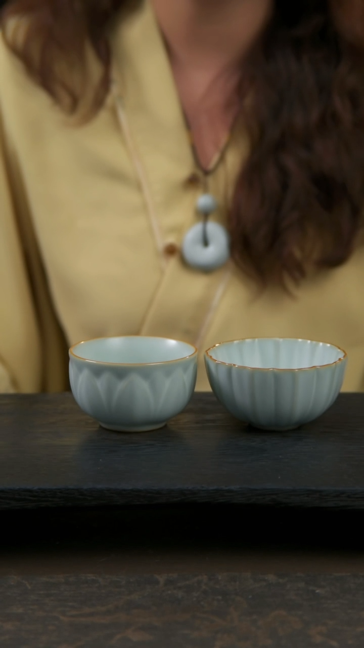 【闪购商品】杯溪与菊对杯，799默认开片