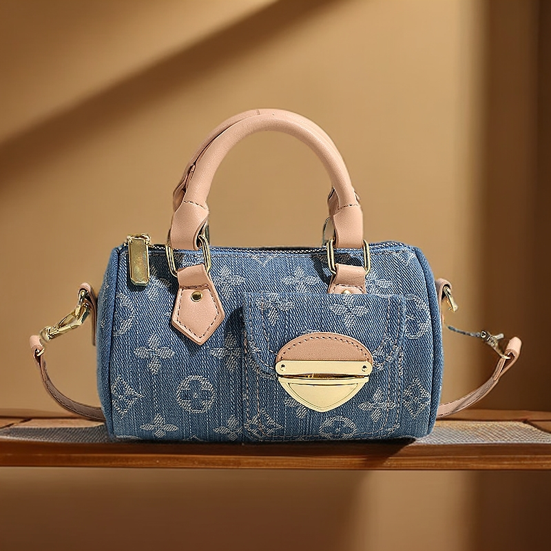 女包新款牛仔蓝织花复古潮流小众欧美夏季单肩手提包流行街头百搭