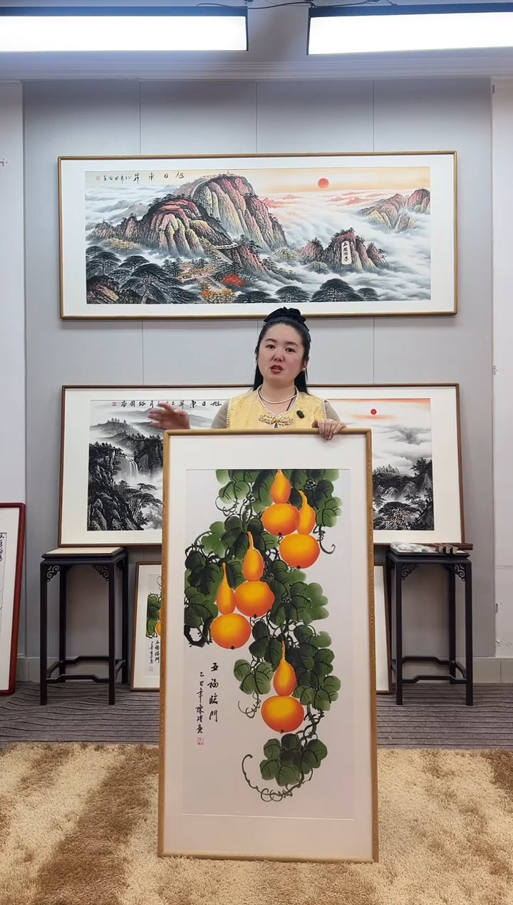 国画手绘葫芦122*62尺寸