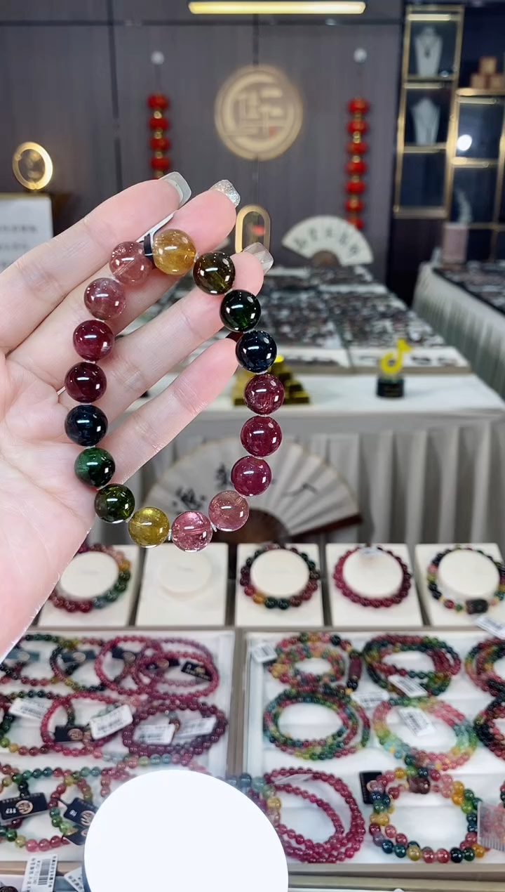 未镶嵌老矿碧玺色标单圈手串11mm+碧玺dan多样性发货一条