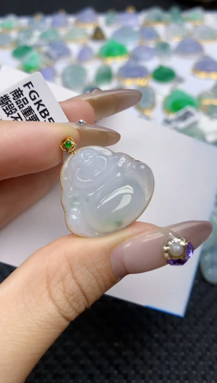 翡翠挂件18K金镶嵌236   天然翡翠A货