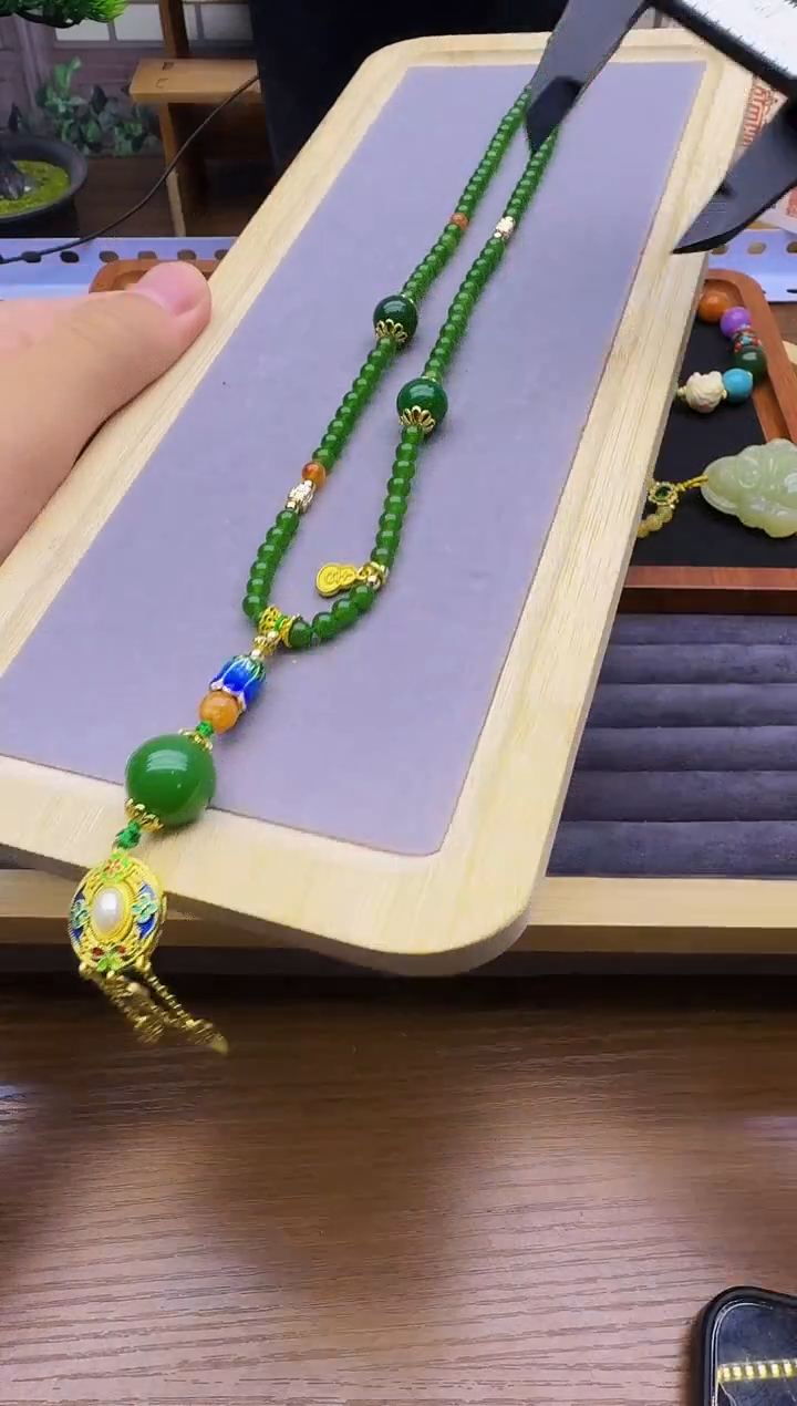 和田玉14K金镶嵌颈饰X236