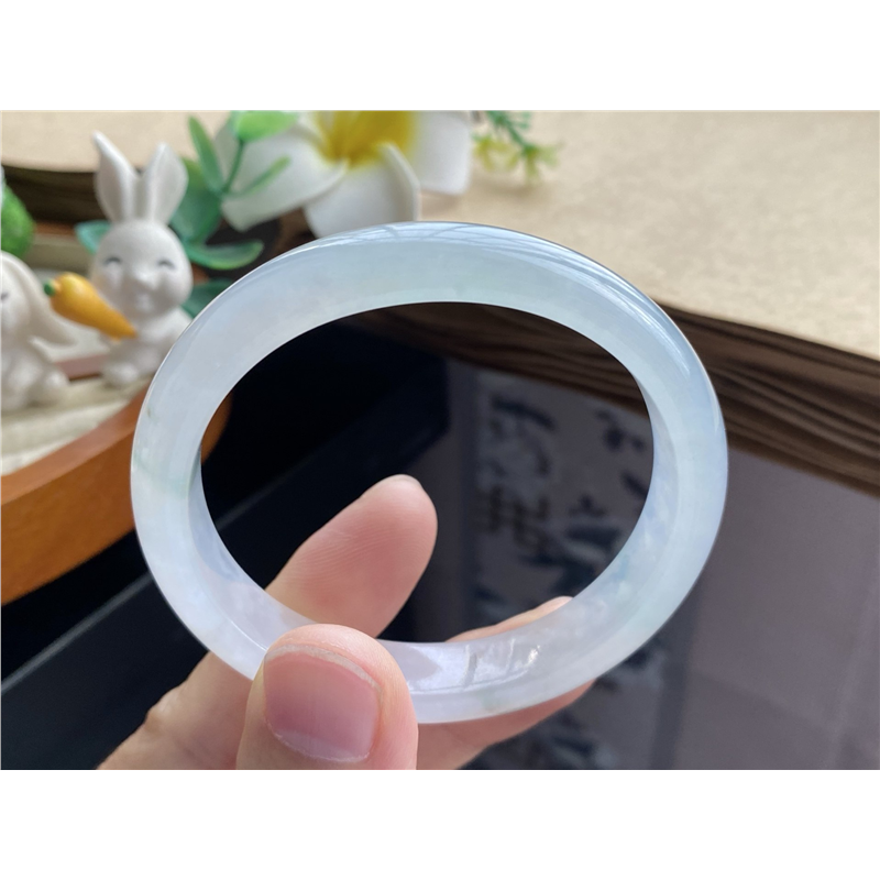 03.31批2523号52.6-47.4-11.4-6.8冰飘绿果冻镯！天然翡翠手镯