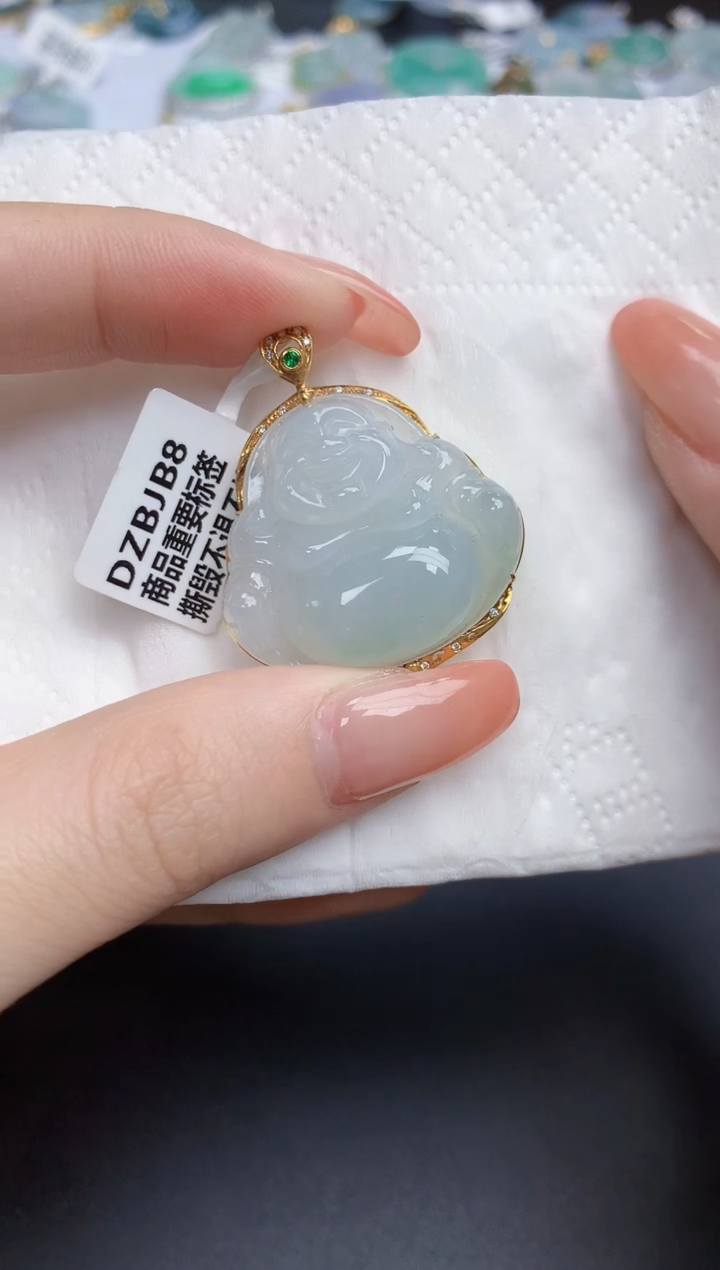 【闪购商品】翡翠颈饰18K金镶嵌天然缅甸翡翠A货