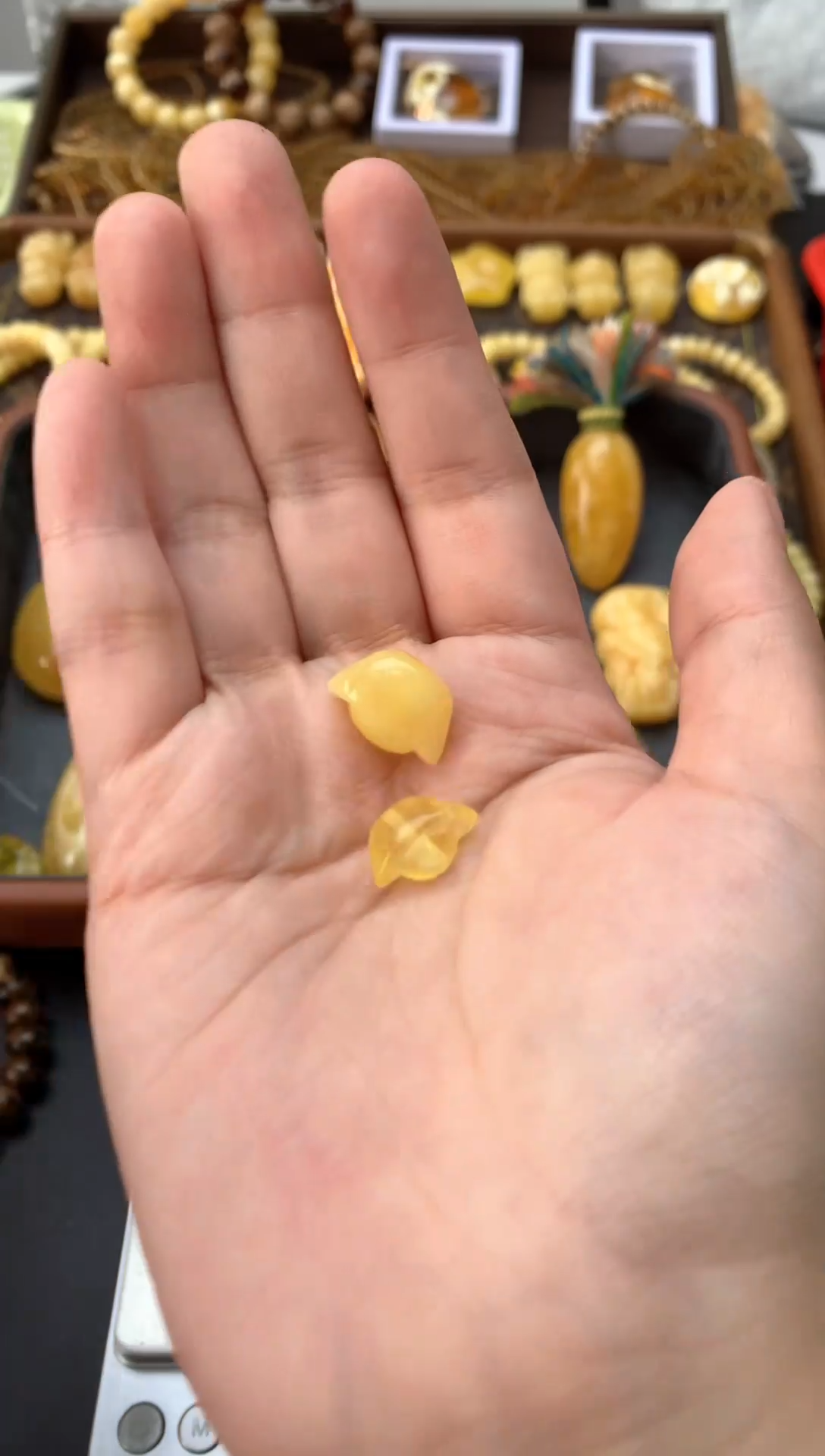 【闪购商品】琥珀珠宝奇石未镶嵌066琥珀蜜蜡花粉两个一起发