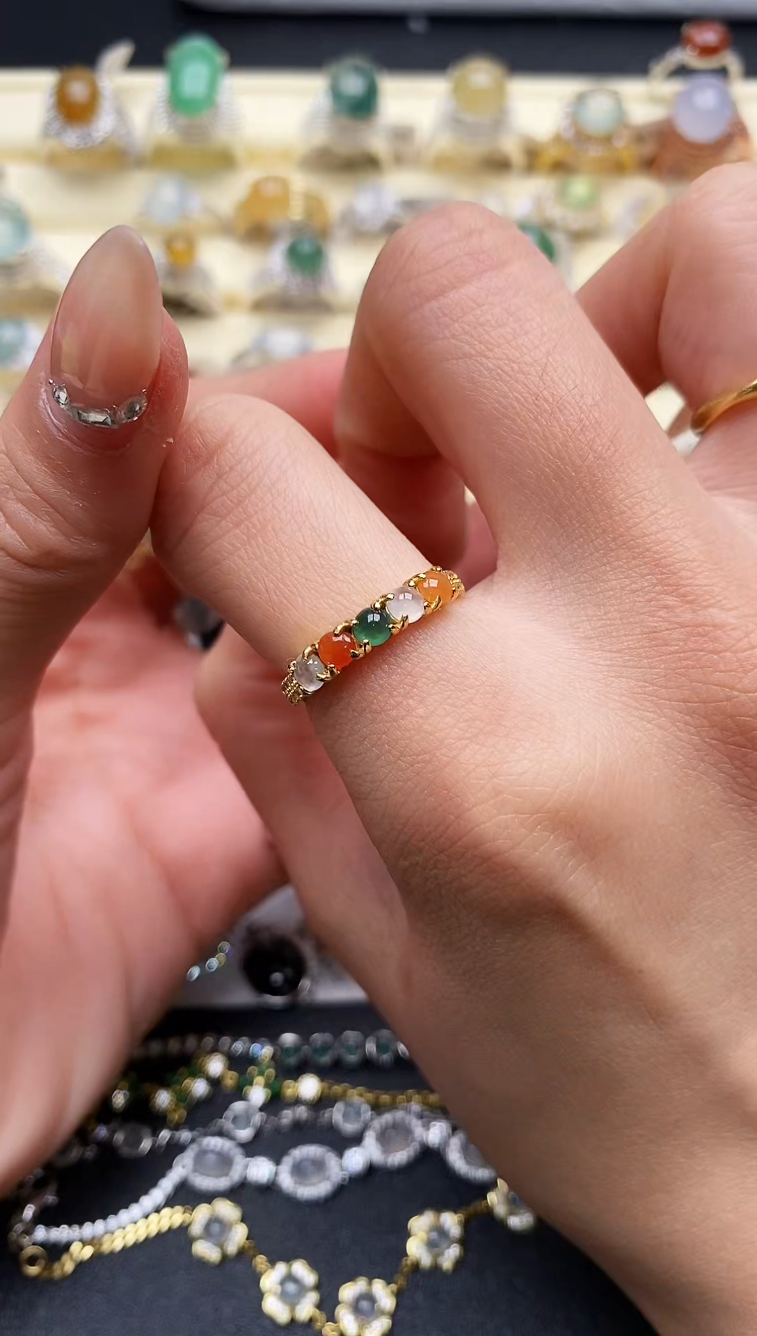 【闪购商品】翡翠戒指银S925镶嵌3333333+1