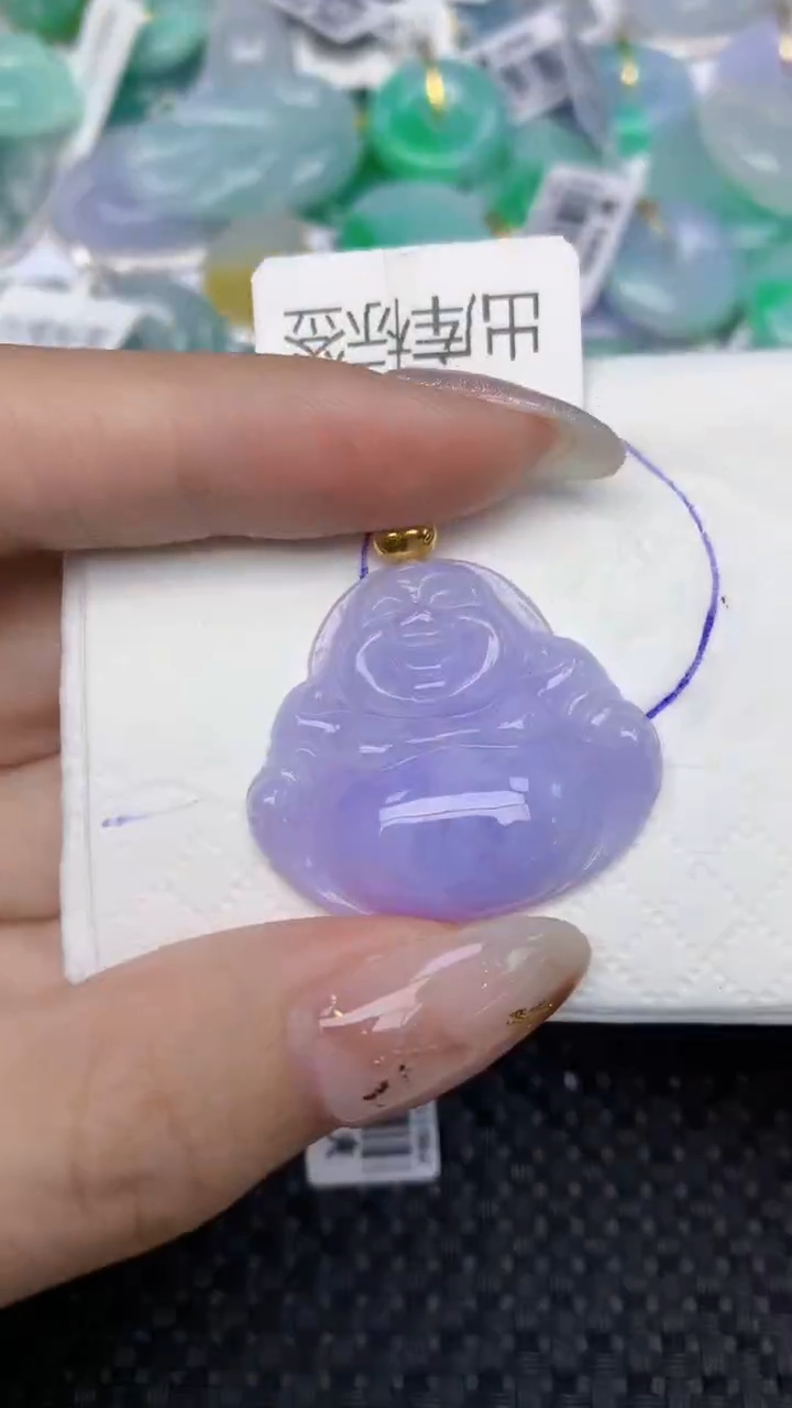 颈饰18K金镶嵌翡翠天然缅甸翡翠a货百元以上9元证书费自理