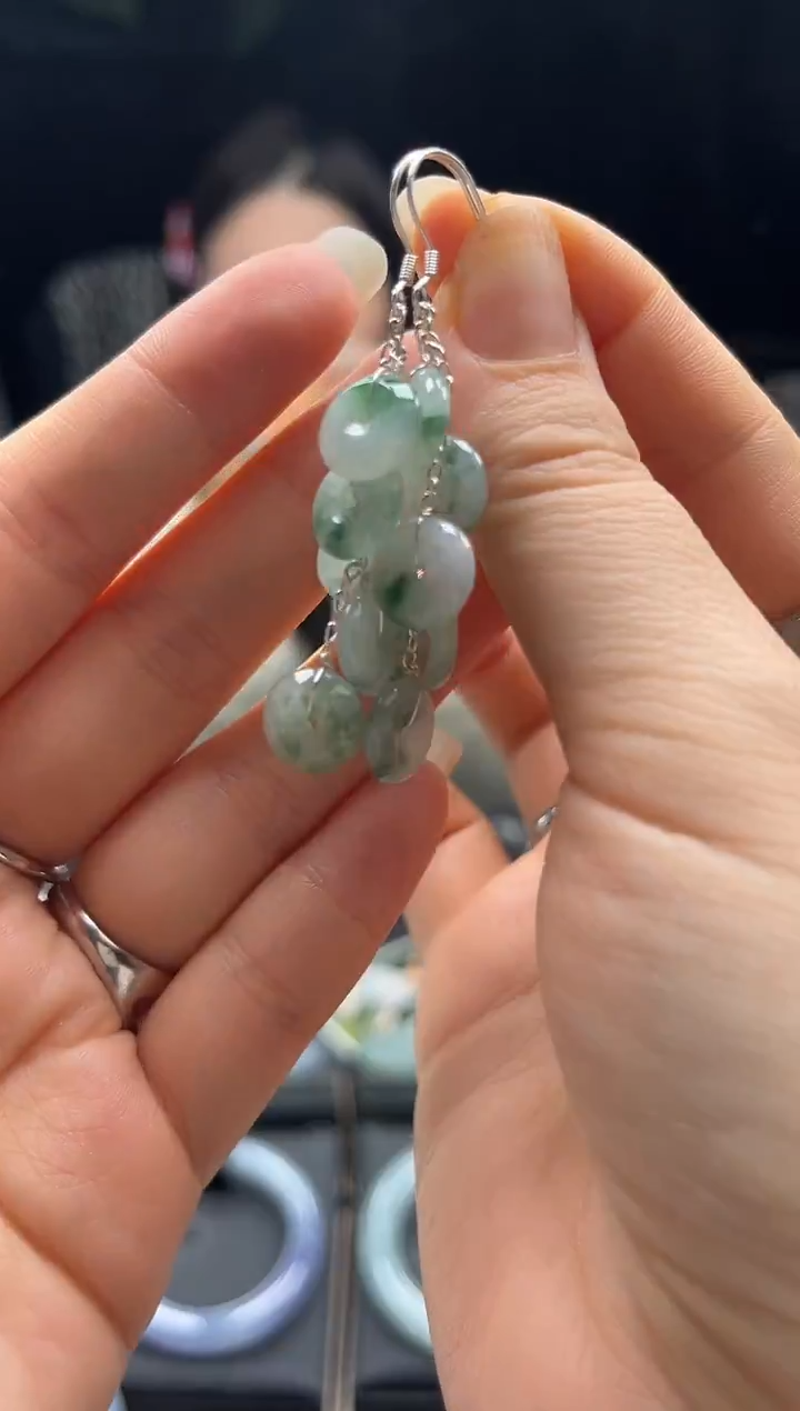 银S925镶嵌翡翠耳饰0685515180