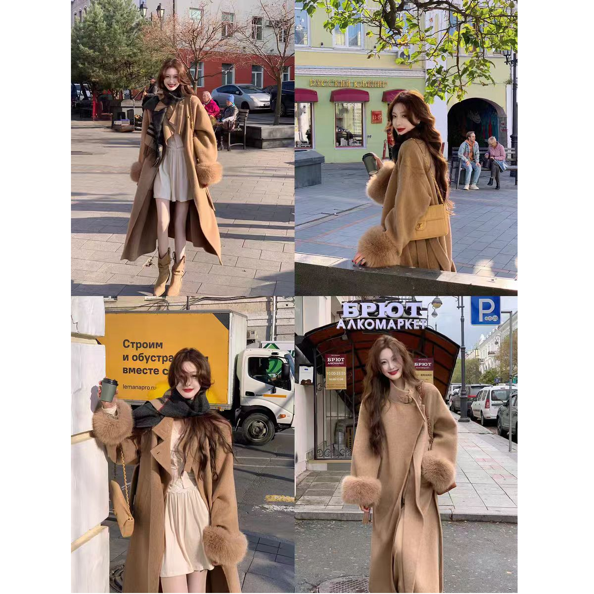 【】2025秋冬新款气质百搭袖口狐狸毛网红宽松双面羊毛大衣女889120