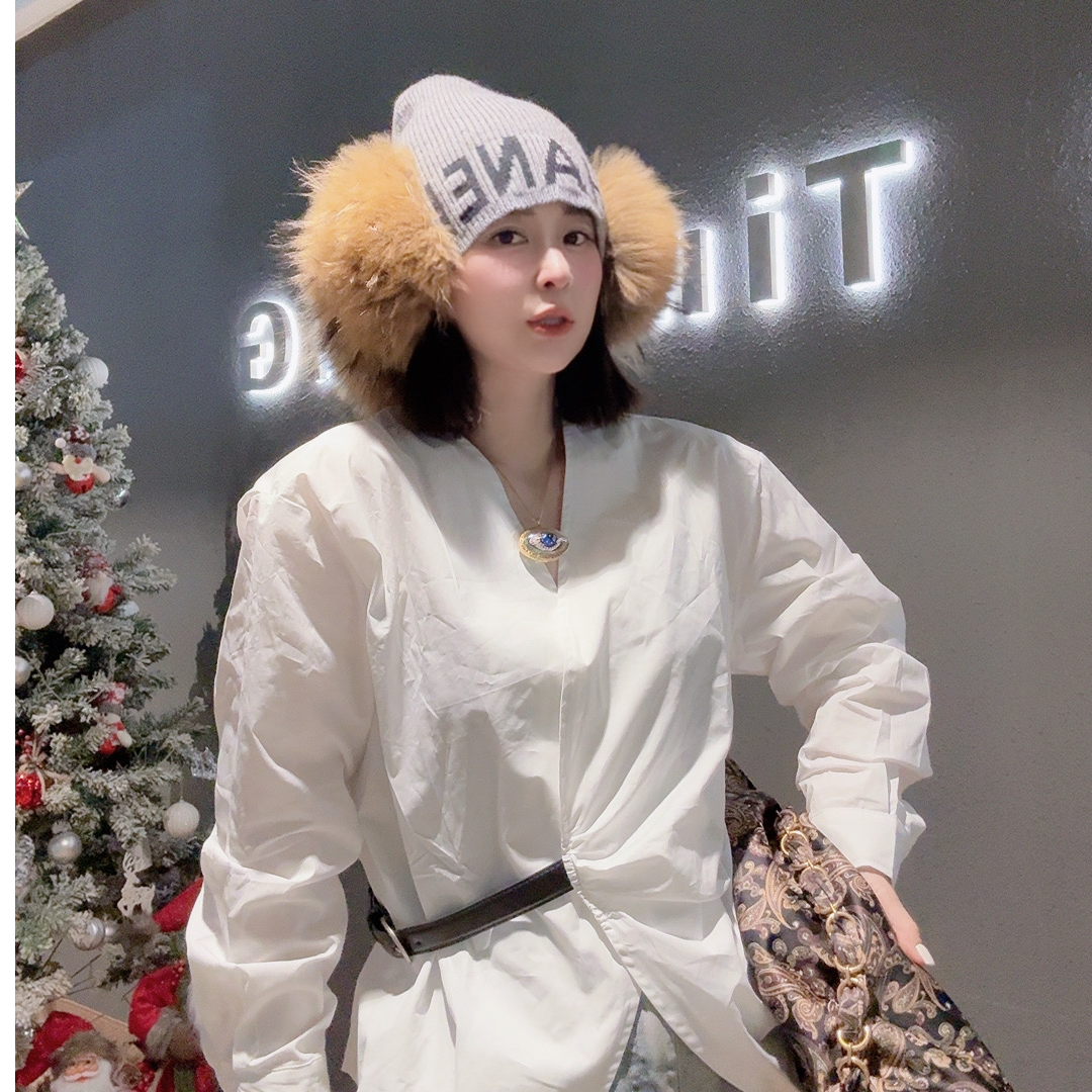 76511：压褶收腰连衣裙衬衫百搭V领新中式长袖麻衫休闲女士: