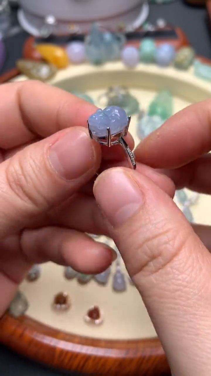 【闪购商品】翡翠戒指银S925镶嵌翡翠镶嵌貔貅戒指