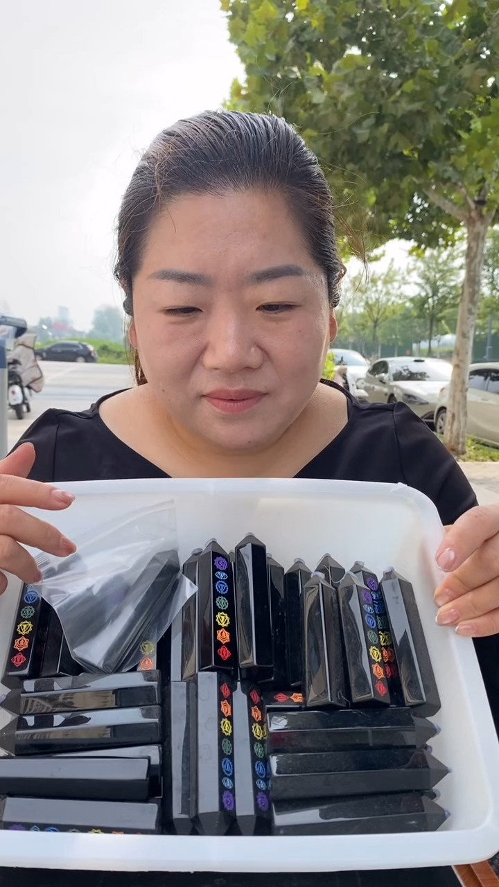 未镶嵌黑曜岩摆件黑曜石七脉轮柱子多样性发其一