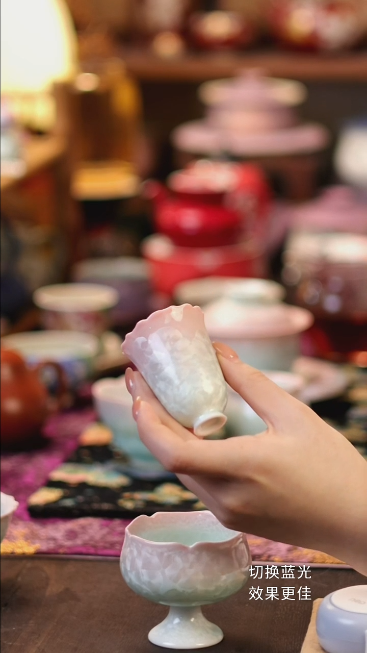 景德镇结晶釉粉青闻香杯