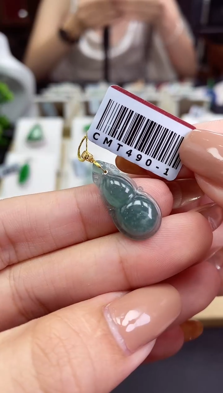 翡翠18K金镶嵌吊坠(不含链)葫芦多样性发其一@@CMT490-1