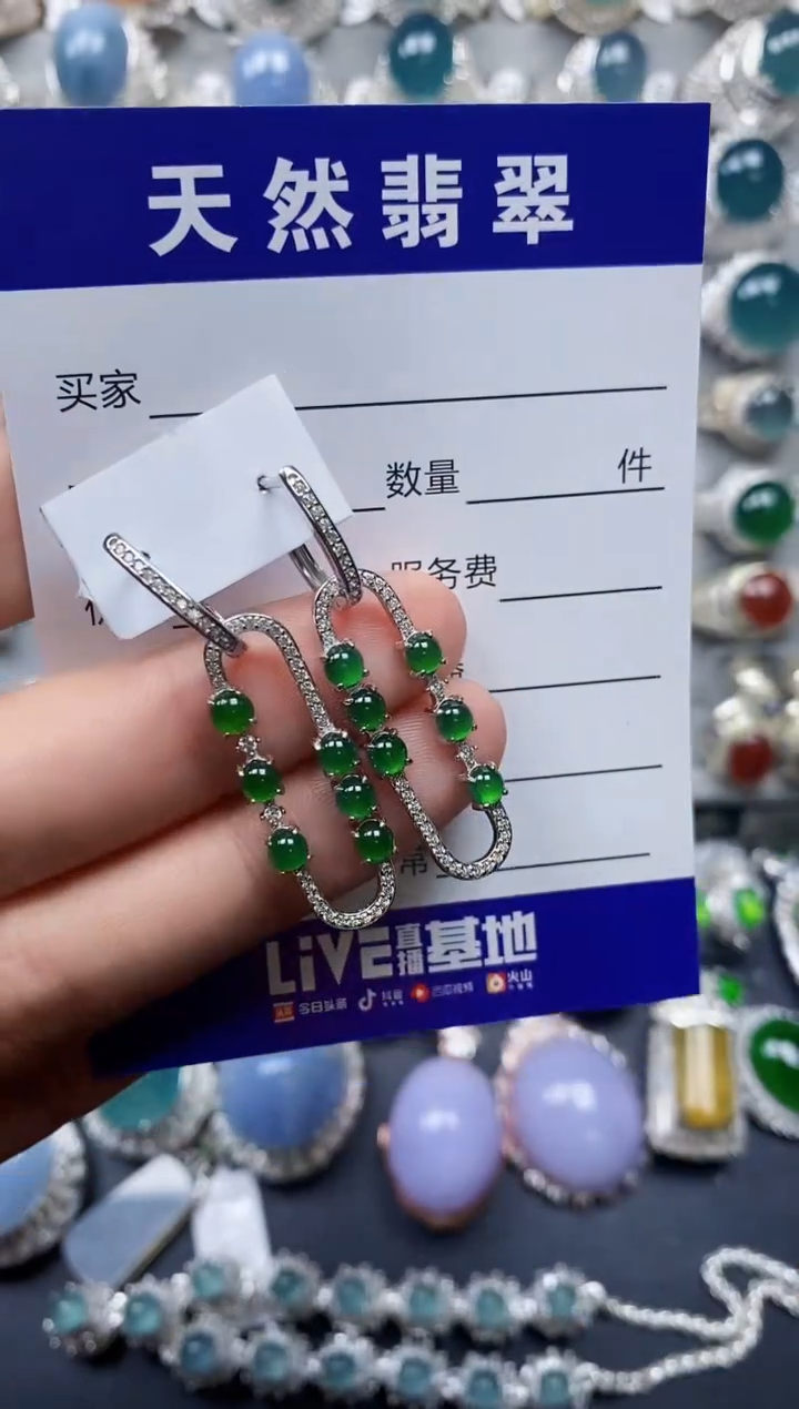 【闪购商品】翡翠耳饰银S925镶嵌0171
