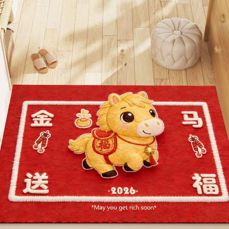 60*90CM金色小马硅藻泥入户卫生间浴室吸水防滑地垫