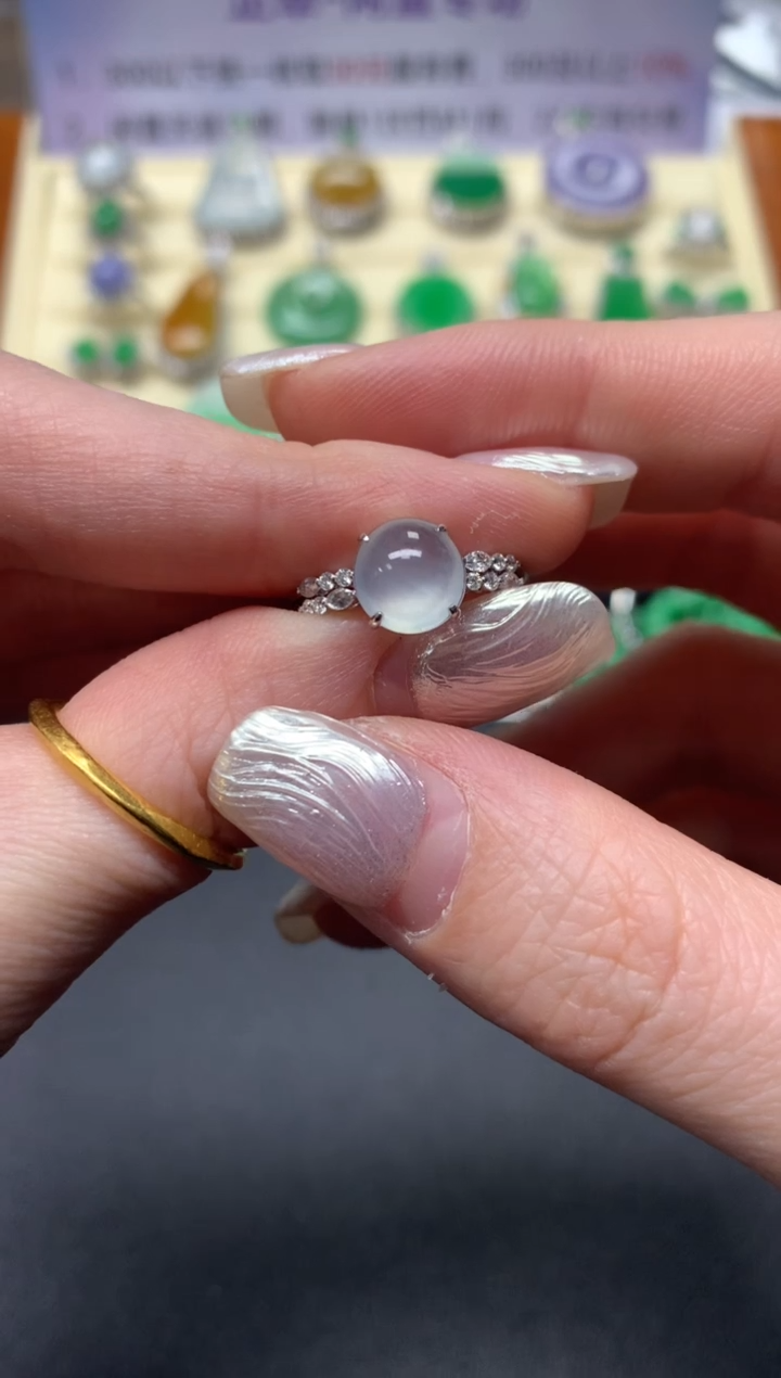 【闪购商品】翡翠戒指18K金镶嵌戒指|3300+330