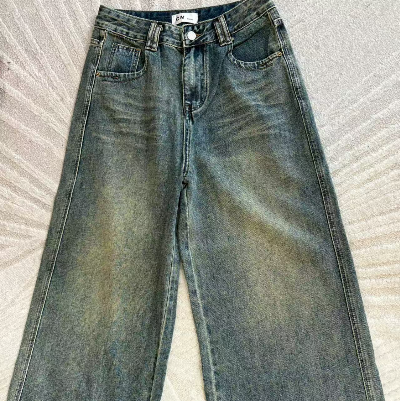 谢美丽-精选微直筒深色复古显瘦长牛仔裤