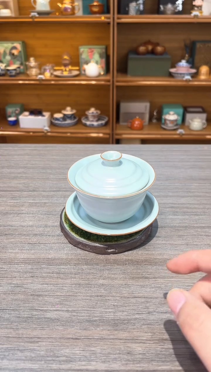 【闪购商品】淡蓝汝盖碗茶具茶具