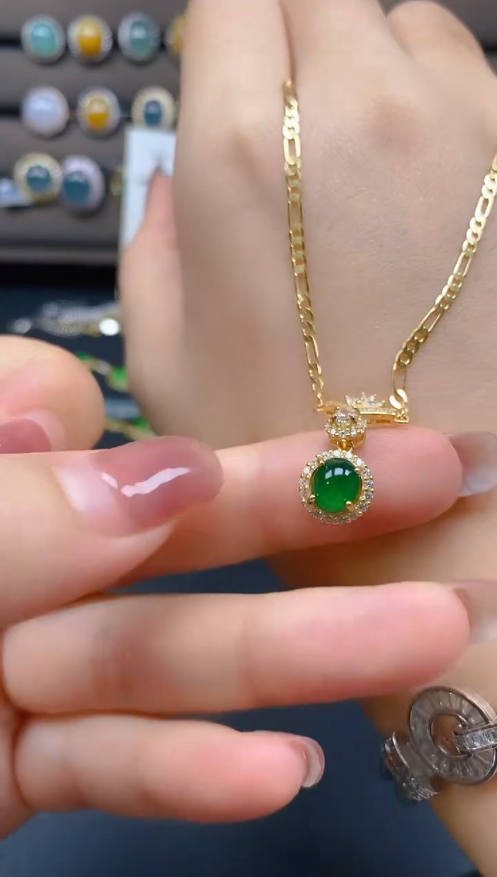 翡翠戒指银S925镶嵌1212