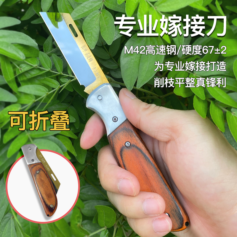  佰坤高速钢嫁接刀锯片钢M42专业果树芽接刀工具折叠嫁接专用刀