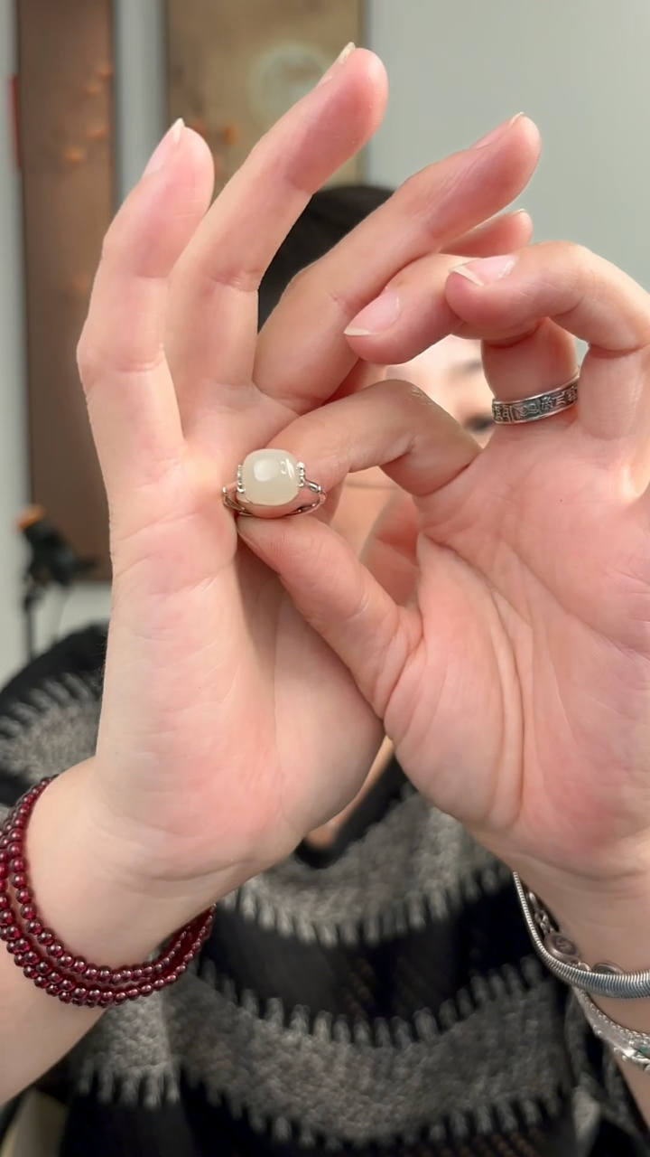 大理石925银纯银戒指竹节40