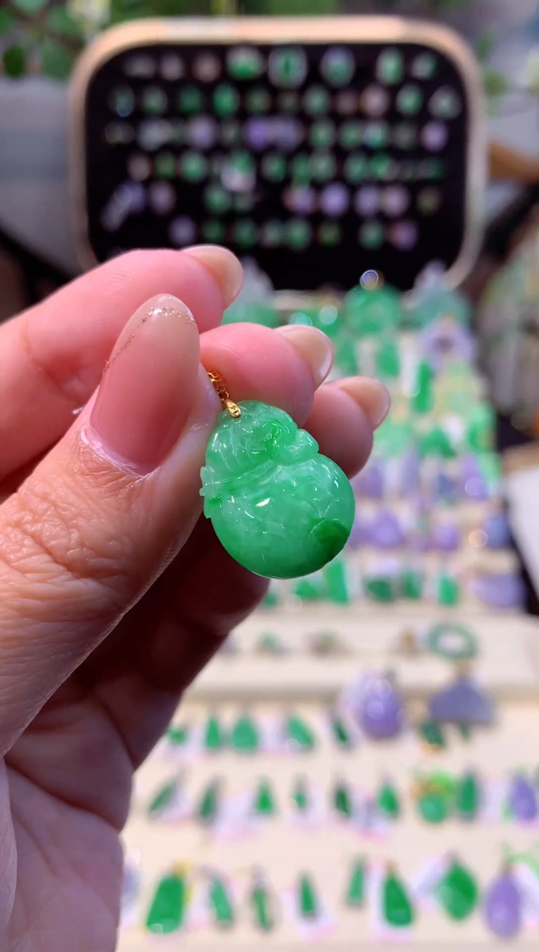 【闪购商品】翡翠颈饰18K金镶嵌缅甸天然A货翡翠