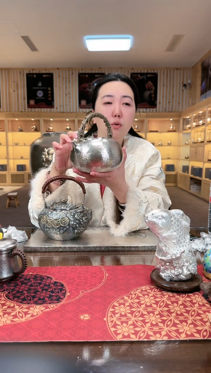 【闪购商品】足银999金刚藤提梁树皮纹烧水壶