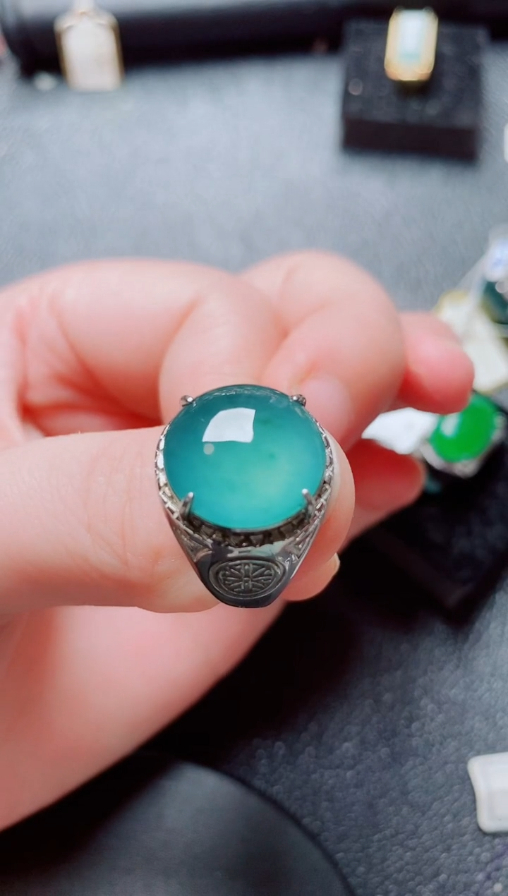 银S925镶嵌戒指翡翠1