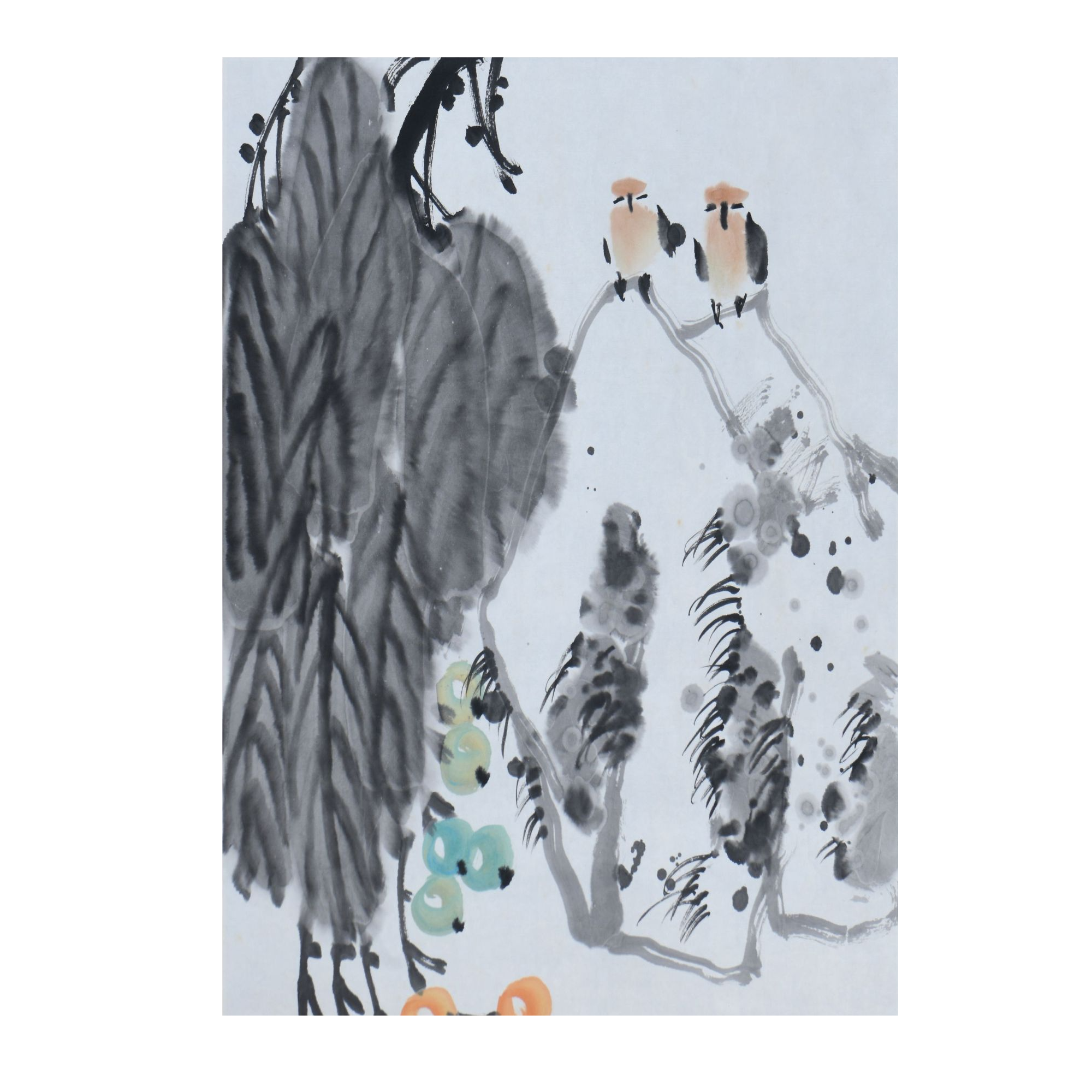 LOT.1079 《双雀琵琶图》70*45cm 纸本设色镜心