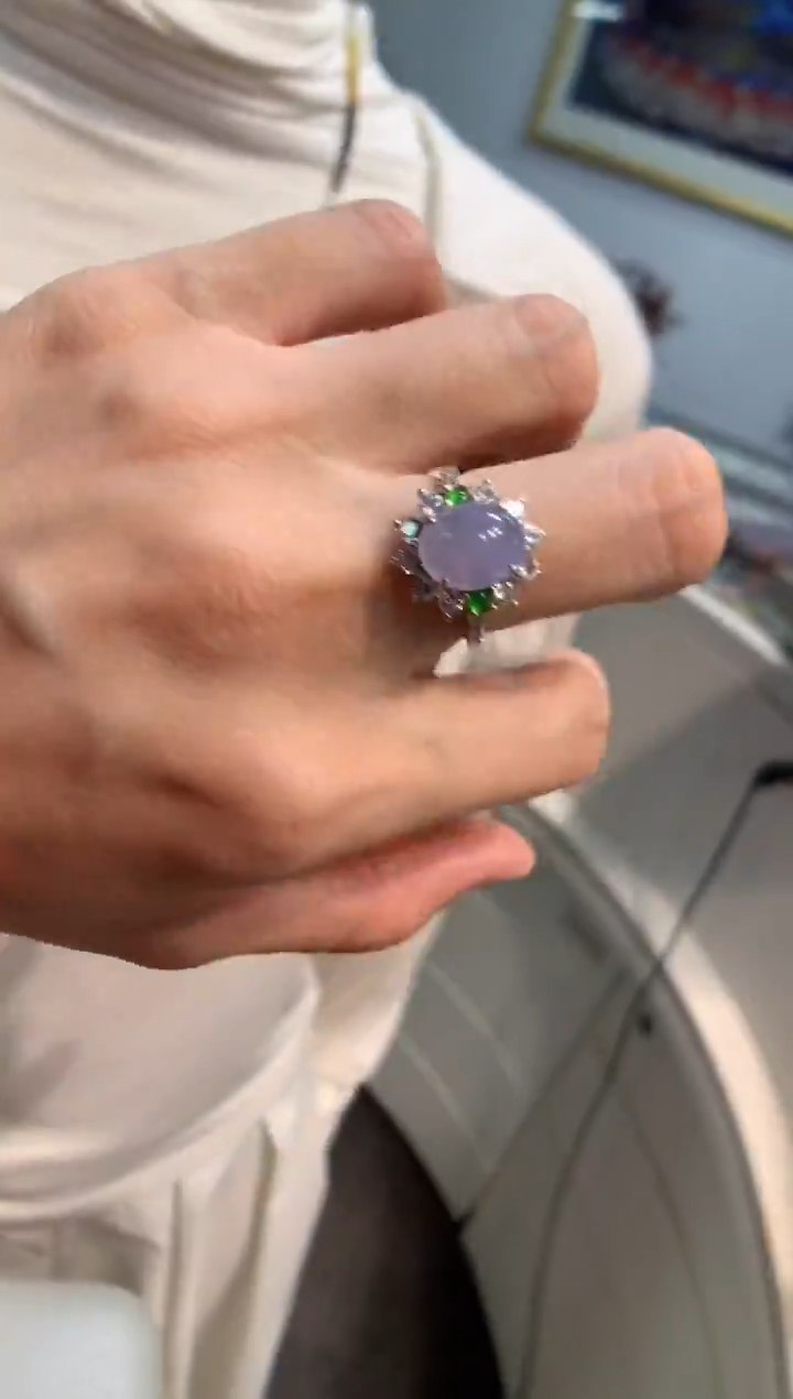 银S925镶嵌戒指翡翠戒指