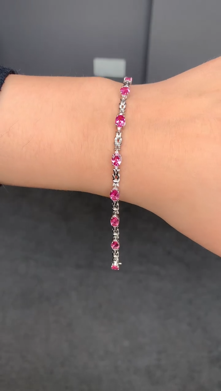 【闪购商品】尖晶石手链18K金镶嵌4ct尖晶石手链