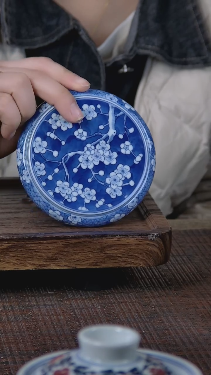 【闪购商品】折葵非器手工手绘冰梅圆饼盖置