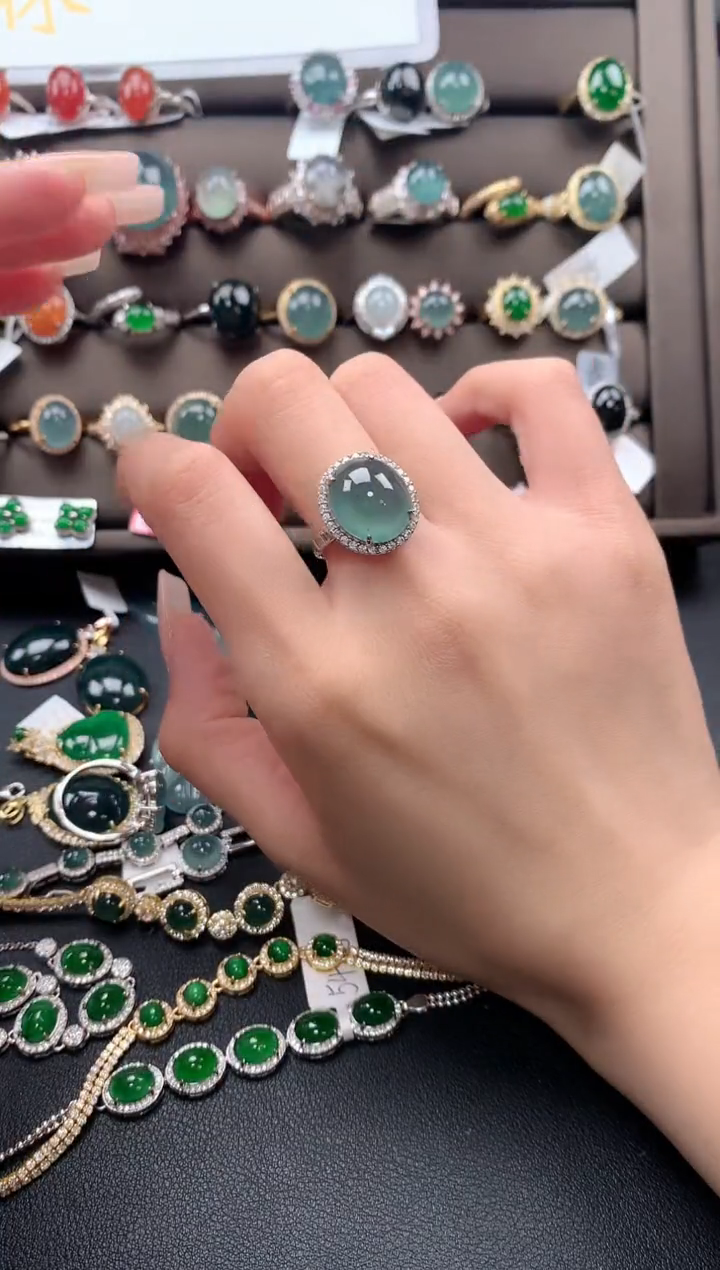 【闪购商品】翡翠戒指银S925镶嵌43243432