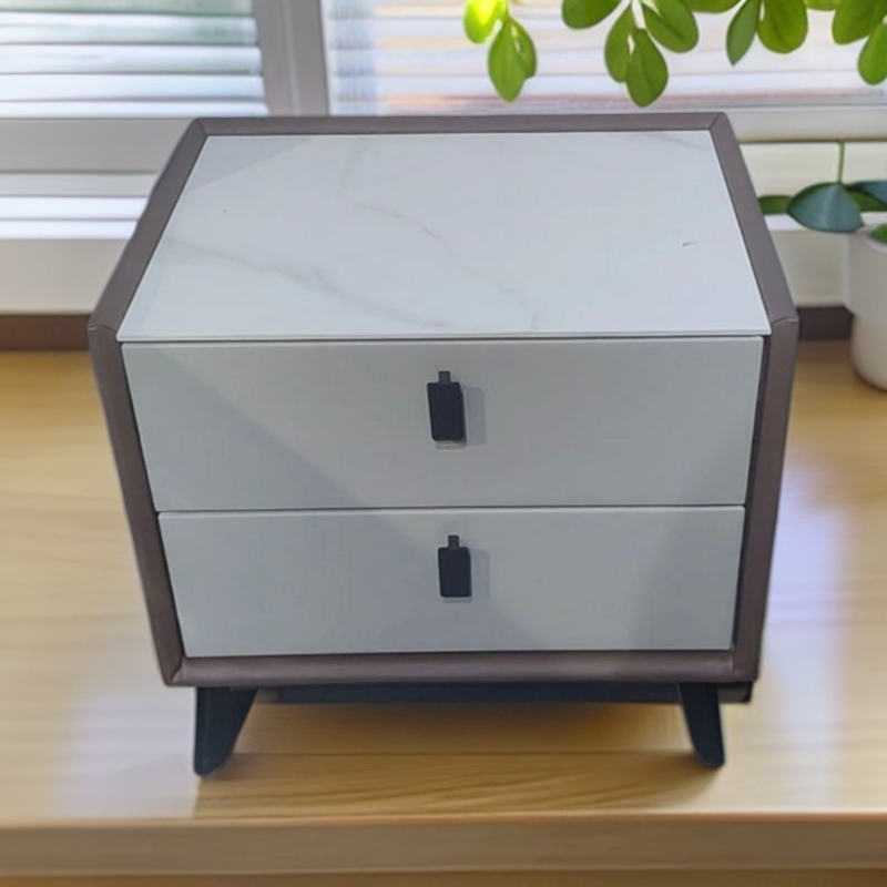 新疆包邮床头柜岩板全实木家用储物柜网红现代简约轻奢小柜子皮革