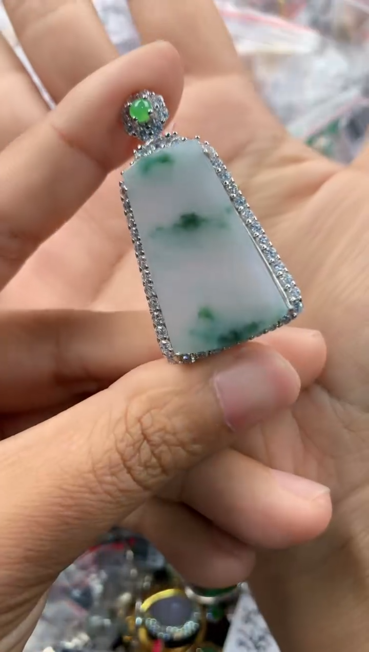 银S925镶嵌戒指翡翠444            1