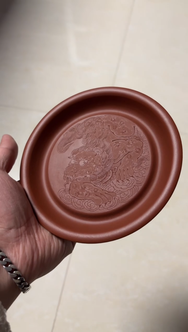 茶壶紫砂朱泥壶承刻绘