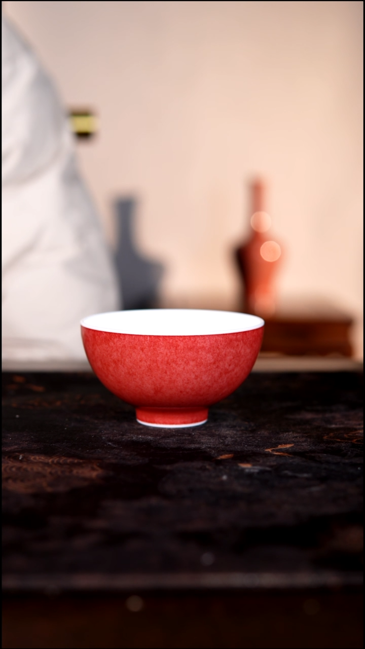 杯子白泥豇豆红陶瓷