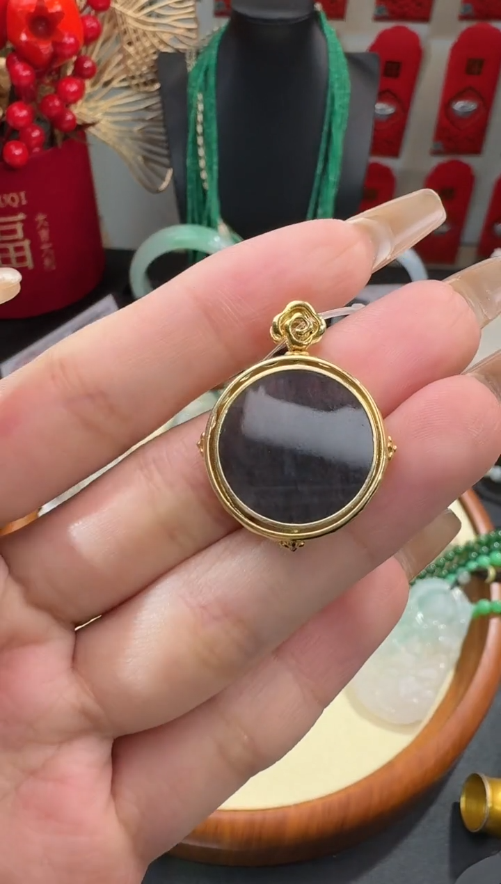 【闪购商品】翡翠颈饰18K金镶嵌挂件